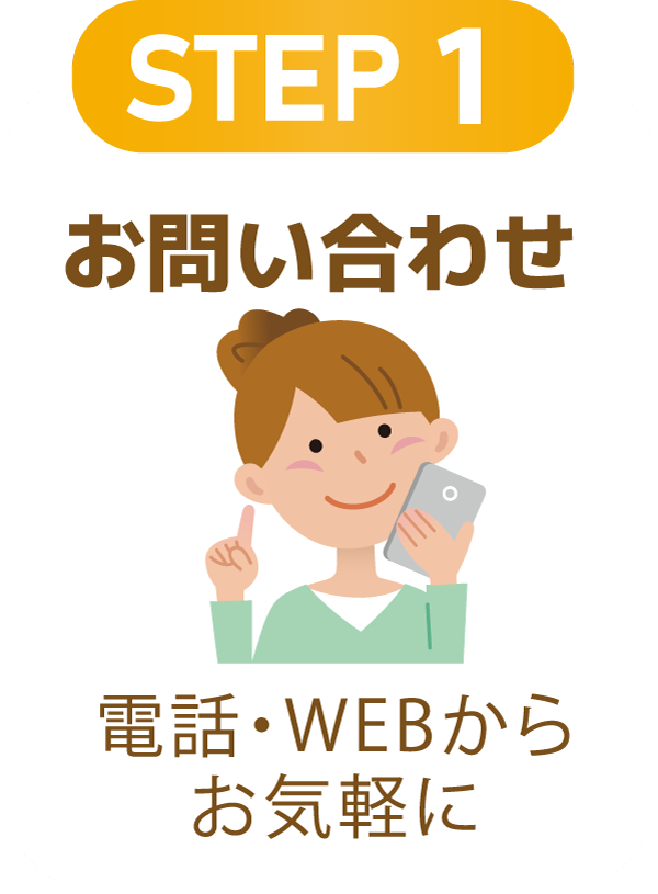 STEP1 お問い合わせ（電話・WEBからお気軽に）